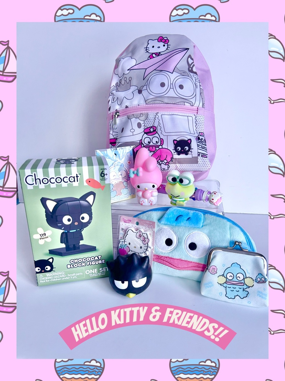 🩷( HK417) Hello Kitty & Friends 10-Piece Backpack Bundle!
